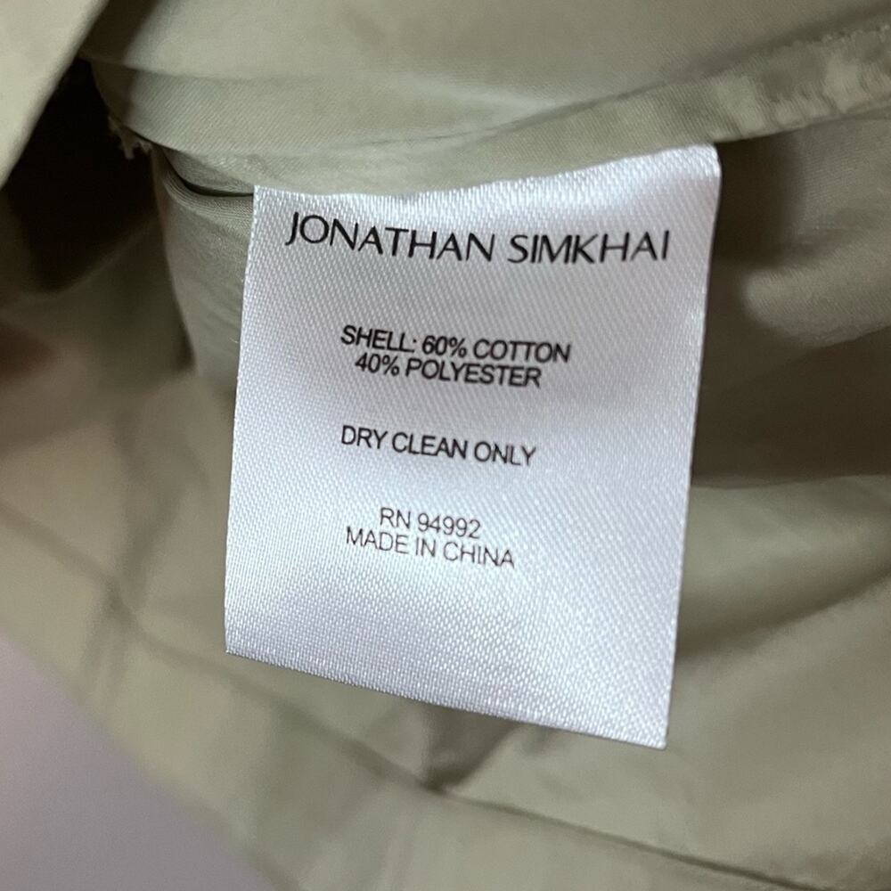 Jonathan Simkhai Waverly Bubble Sleeve Collared Tie Waist Wrap Blouse Thyme Sage - Picture 9 of 9